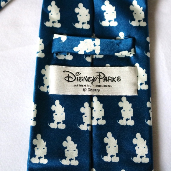 DISNEY Parks 100% Silk Neck Tie Blue Mickey Mouse Collectible Mens Formal - Picture 3 of 8